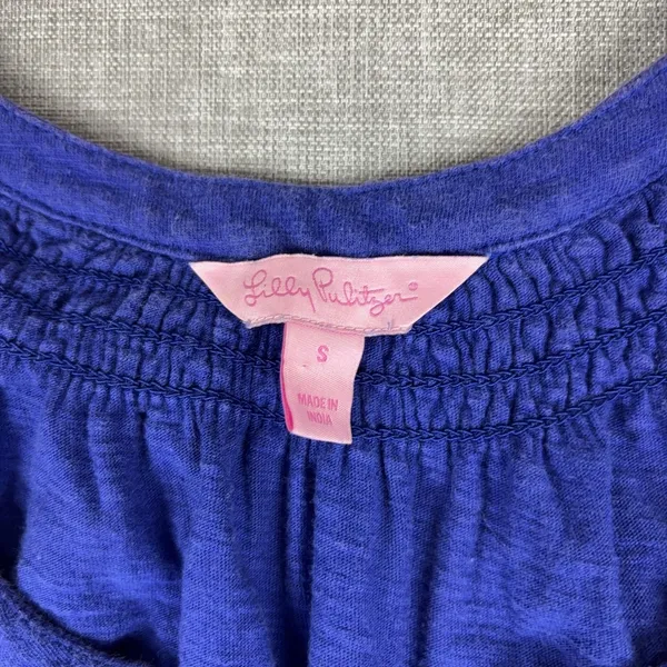 Lilly Pulitzer Tank Dress Womens Small Blue Henley Jersey Shift Casual Summer - Image 3