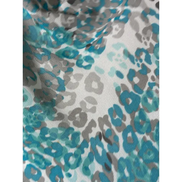 Ann Taylor Size M Petite Turquoise Gray Leopard Cheetah Cowl Neck Sleeveless Top - Image 2