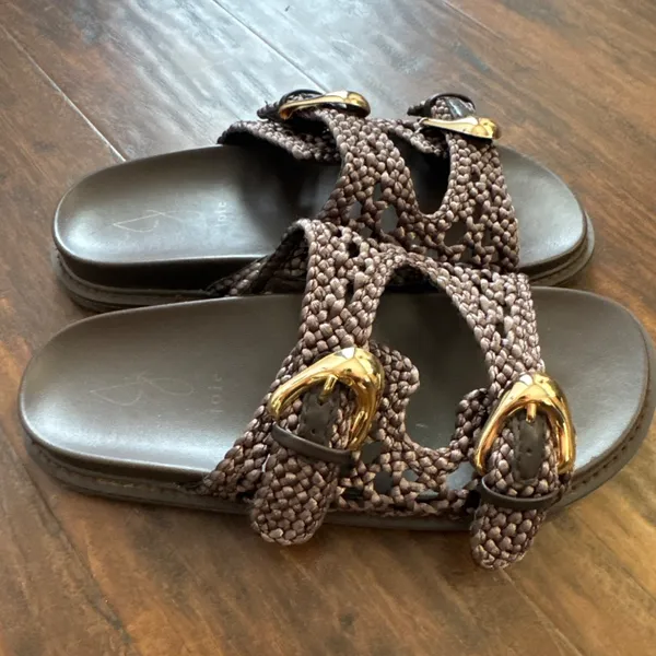 Women's Joie Waffle Braided Slide Sandals Brown Beach Resort Coastal Sz 8M - Image 5