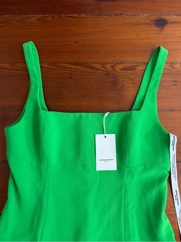 NWT Amanda Uprichard Apple Green Drop Waist Square Neck Mini Dress Sz M 🧡🍄 - Image 10