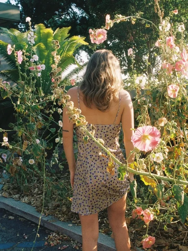 Zara Yellow Mini Dress with Purple Floral Print - Image 3