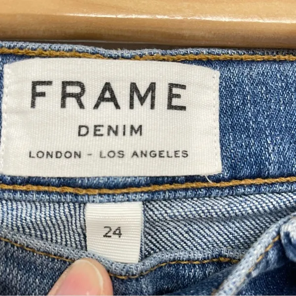 Frame Le Boy High Rise Straight Leg Jeans Womens 24 Boyfriend Medium Wash Blue - Image 4