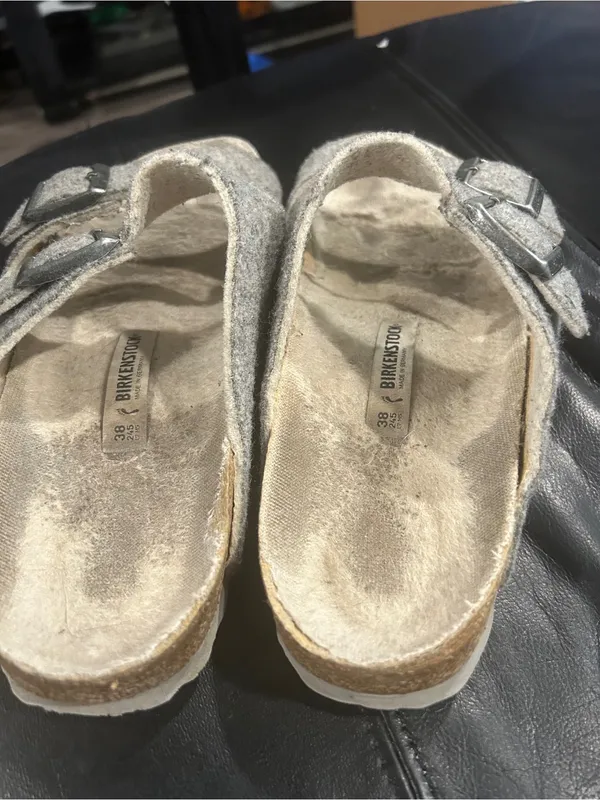 Birkenstock Women’s Gray Felt Double-Buckle Slide Sandals - Image 4