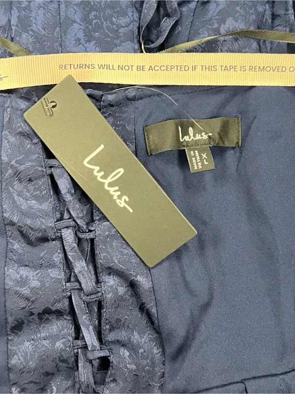 Lulu's Arlaith Navy Jacquard Lace-Up Corset Maxi Dress NWT XL - Image 8