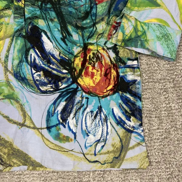 Jams World Colorful Floral Print Tunic Top Womens Medium V-Neck 3/4 Slv Popover - Image 2