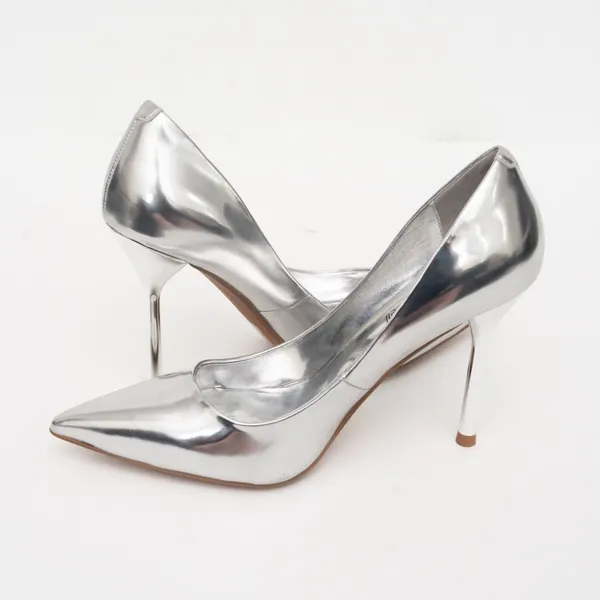 JEFFREY CAMPBELL‎ Trixy Pointed Toe Pump In Silver Metallic - Image 9