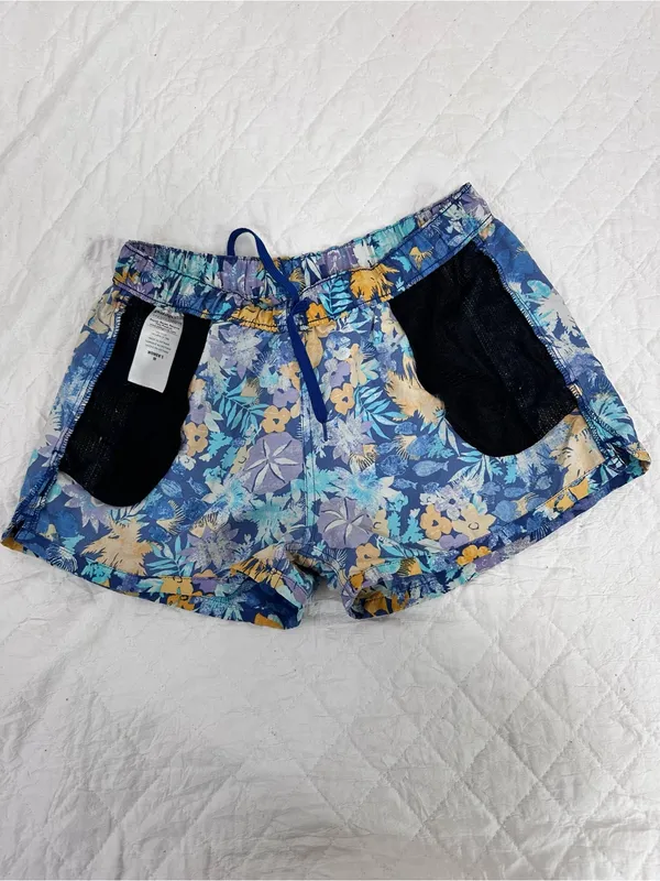 Patagonia Floral Athletic Shorts in Blue with Yellow & Purple Accents - Image 5