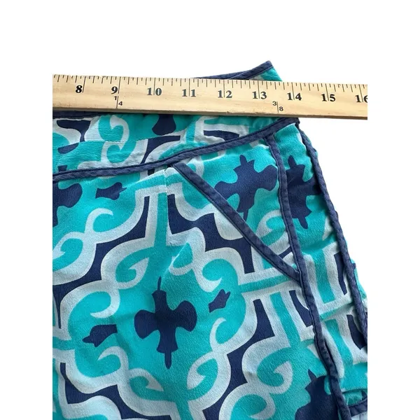 Annie Griffin Shorts Women's Sz 4 100% Silk‎ Blue White Geometric Print #BB12-4 - Image 5