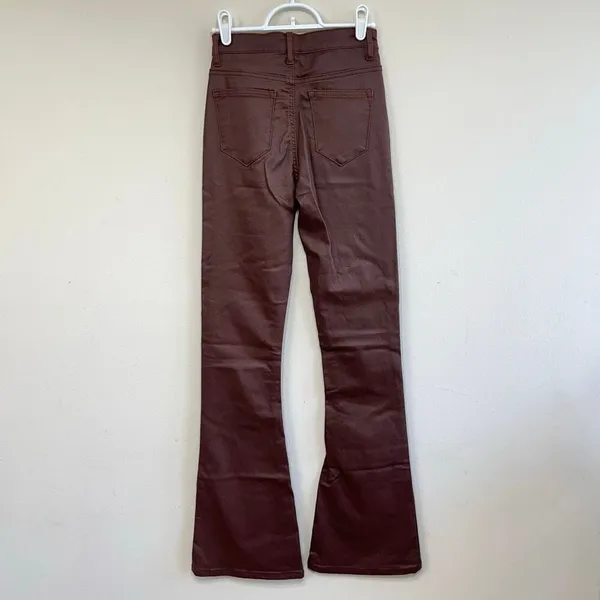 Edikted Brown Luna Faux Leather Midrise Flared Jeans Small Women - Image 5