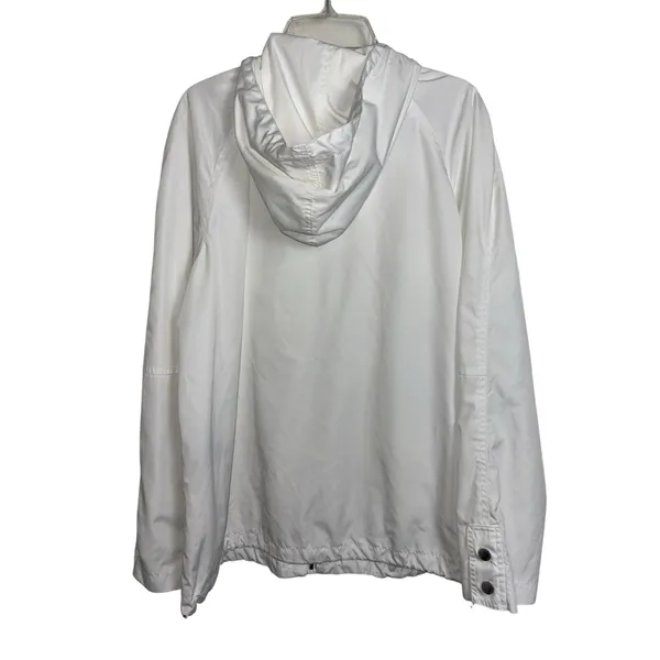Lauren Ralph Lauren White Chore Jacket Rain Coat Medium Pockets Hooded - Image 2