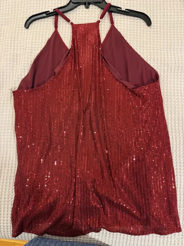 Women’s burgundy sequin top 2XL - Image 3