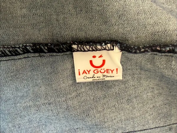 Ay Guey! Embroidered Wearable Art Denim Jacket Mexican Unique Boho SIze M - Image 7