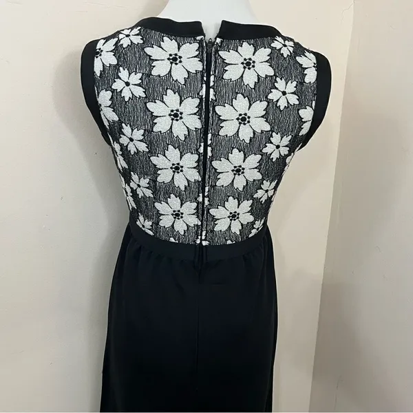 Vintage 70’s Leslie Fay Black and White Floral Maxi Dress S - Image 3