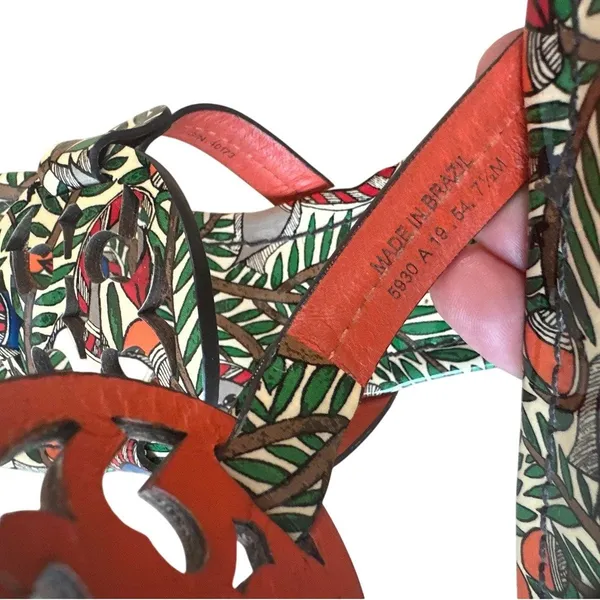 Tory Burch Miller Something Wild Patent‎ Sandals 7.5 Rare Print - Image 6