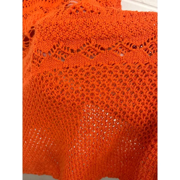 Free People FP Beach Sz L Orange Emma Fauxchet Knit Sleeveless Boho Midi Dress - Image 9