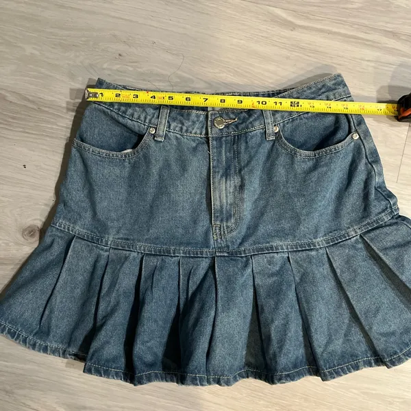 Denim Pleated‎ Mini Skirt Blue Size undefined - Image 7