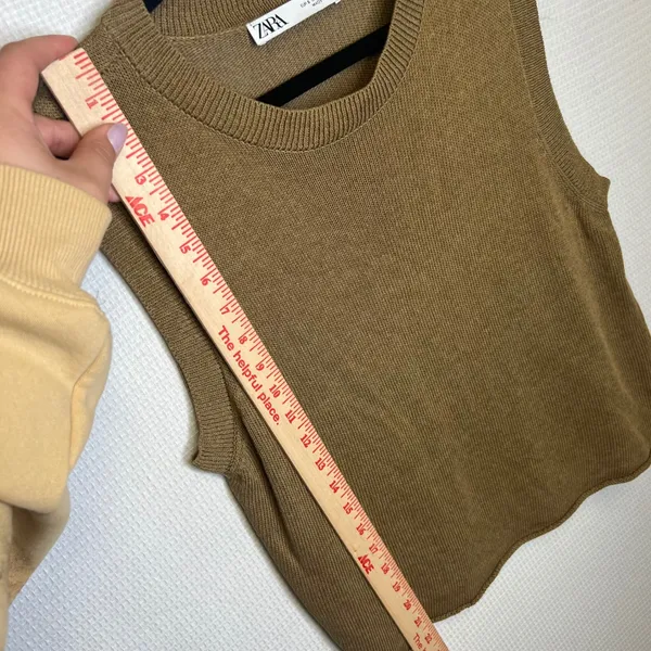 Zara Womens Brown Knit Crew Neck Sleeveless Sweater Vest Small - Image 4