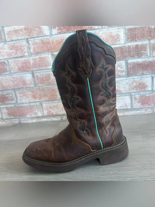 Justin Gypsy Raya Cowboy Boots Western Women’s 7 Country Brown Teal Cowgirl - Image 6