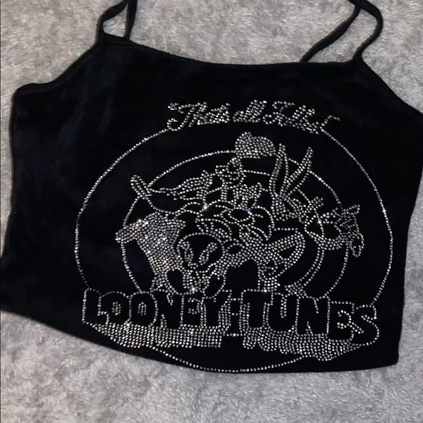 Dolls Kill x Looney Tunes Double‑Tie Rhinestone Halter Top – Size S - Image 3