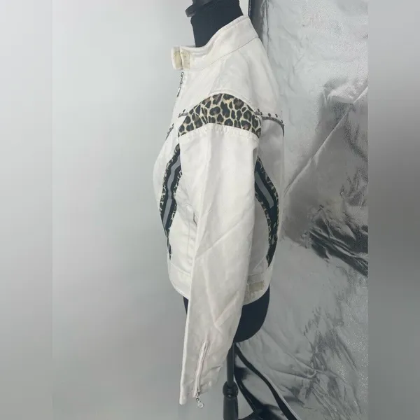 Biker USA design jacket size‎ small white with jaguar print - Image 4