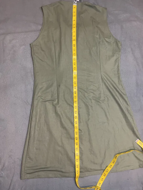 MNG Mango Sleeveless Button-Front Mini Dress Olive Green Size XL - Image 9