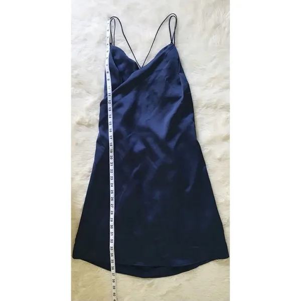 THE JETSET DIARIES Mini Satin Slip Dress Medium Navy Blue Homecoming Prom Formal - Image 14