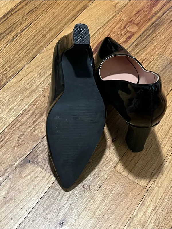 BUEUPU Black Patent Pointed Toe Heels Size 7.5 | Classic Dress Pumps - Image 6