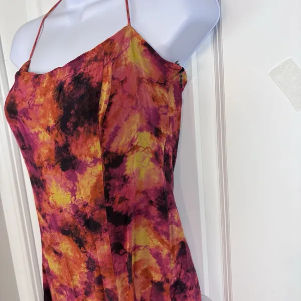 Song of Style S Abstract Watercolor Cowl Neck Handkerchief Hem Slip Dress Revolv - Image 13