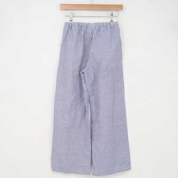 Shein Pants Girls 12Y Wide Leg Blue White Pinstripe Drawstring Excellent - Image 4