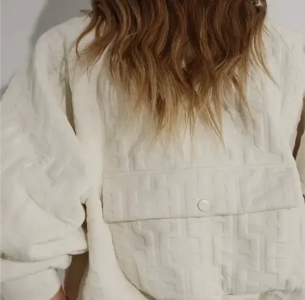 Embossed in Bomber and Long Pants Set by Mulla White Size L - Image 2