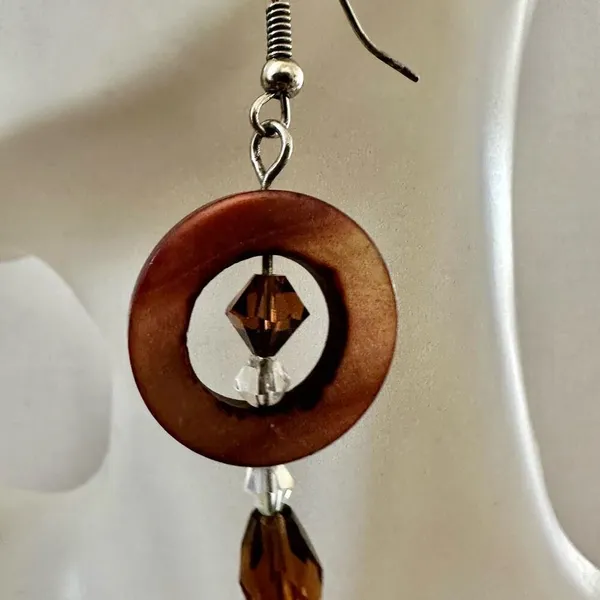 Abalone Crystal circle drop earrings - Image 6