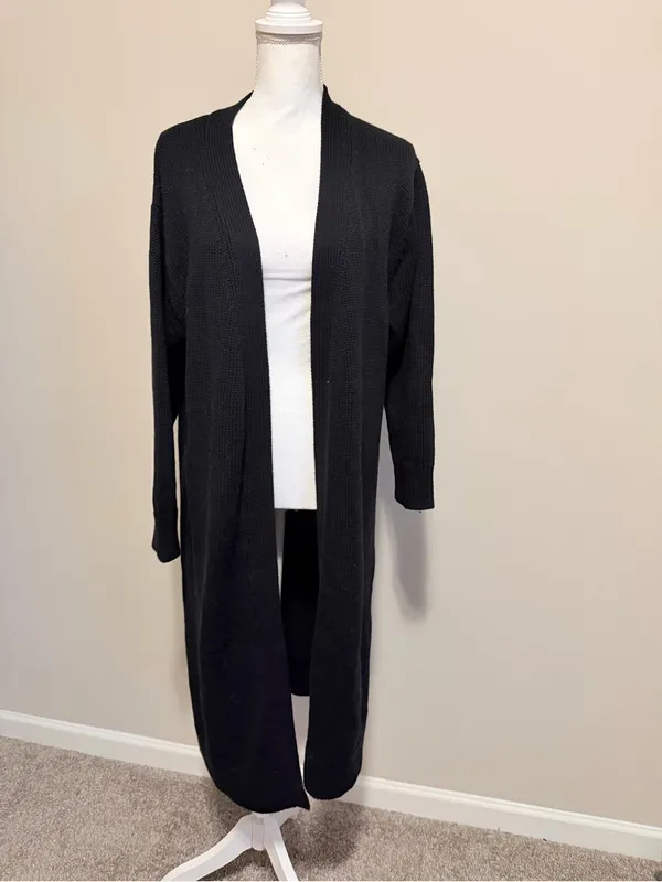 Revolve One Grey Day midi calf long knit duster size small oversized black NWOT - Image 6