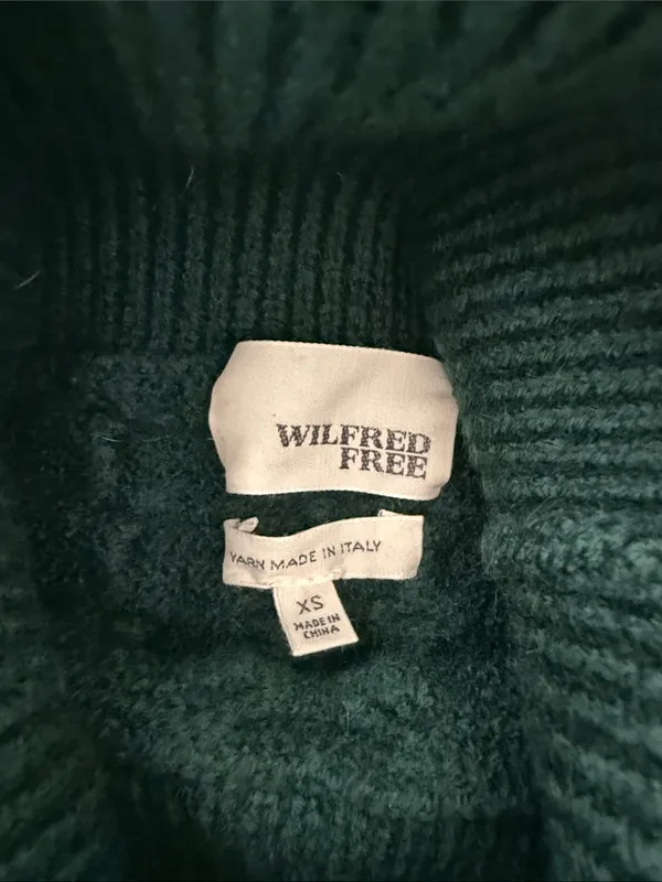 Aritzia Wilfred Free Lin Sweater 100% Wool Roll Neck Green XS - Image 10