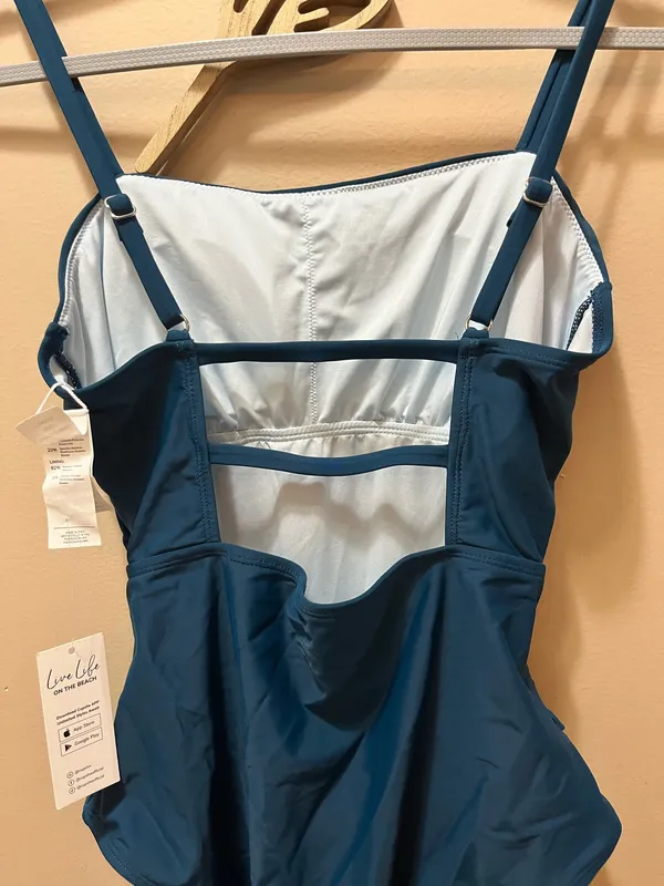 CUPSHE Teal One Piece Swim Suit Size Medium  - Image 4