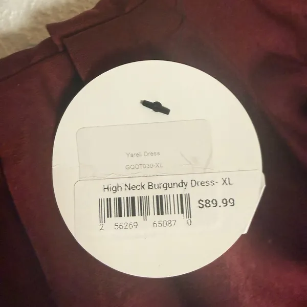Sweetkama Burgundy Mock High Neck Draped Satin Cocktail Midi Dress Size XL - Image 9