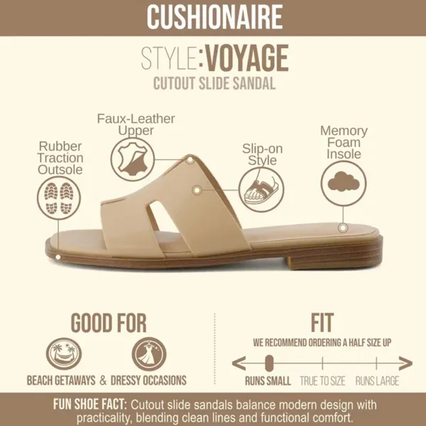 CUSHIONAIRE Voyage Cutout Strap Slides for Women, Slip‎ On | Size 7 | NIB - Image 2