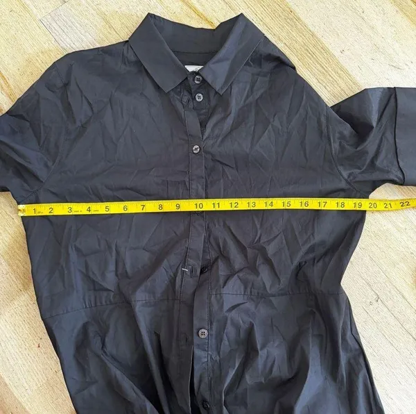 Woolrich black 100% cotton tied-waist poplin shirt dress NEW - Image 7