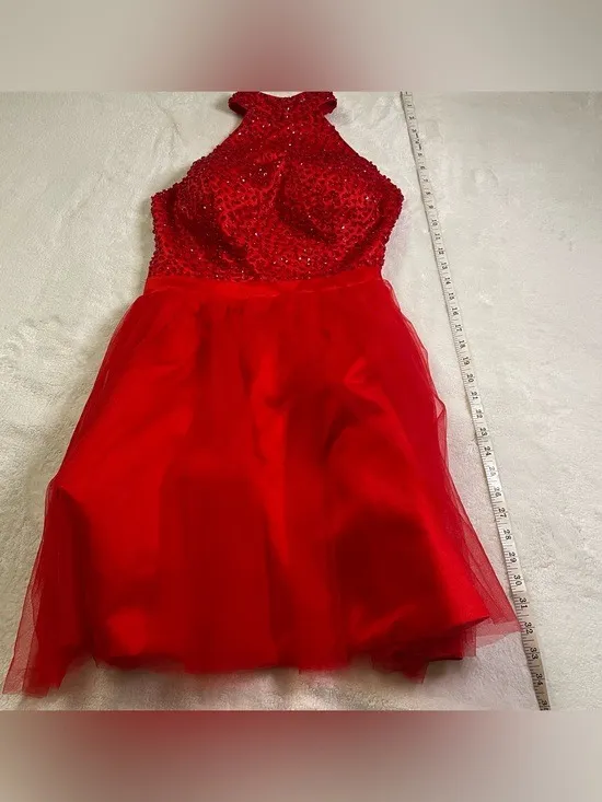 Red Sequin Halter Neck Show Girl Dress size XS/S - Image 8