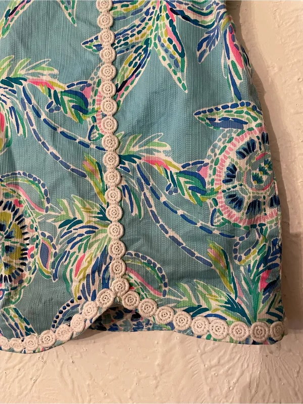 Lilly Pulitzer Patty Skorts Floral Printed Skirt Bermuda Blue Turtle Size 00 - Image 3