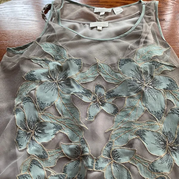 Miss Me Embellished Mesh Sleeveless Tank with Camisole in Jasmine Combo sz S EUC - Image 6