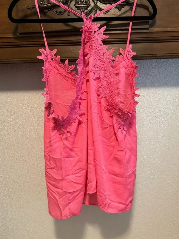 Pink Lace Trim Women's Top - Image 3