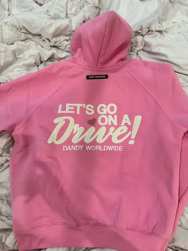 Dandy Worldwide "Let's Go on a Drive" Oversized Lux Hoodie in Pink - Image 3