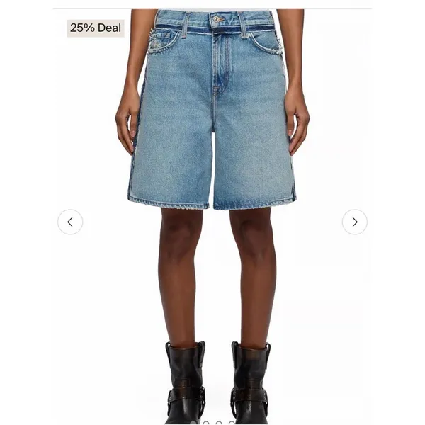 7 For All Mankind Light Blue Mid-Rise Denim Bermuda Shorts Lola shorts size 27 - Image 3