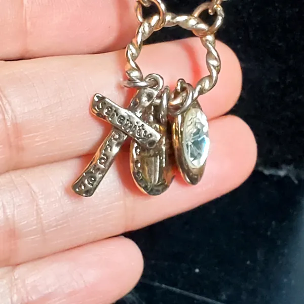 Cato C 1946 Serenity Prayer Necklace 34" Religion Spiritual Cross Rhinestone - Image 4