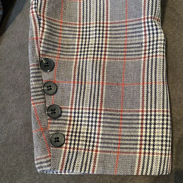 Women’s Oversized Casual Notched Lapel Jacket One Button Plaid Size M NWT - Image 10