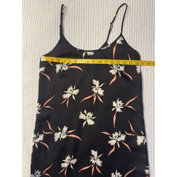 J. Crew Black Floral Tank Dress Side Slit Adjustable Straps Midi Whimsy Goth - Image 3