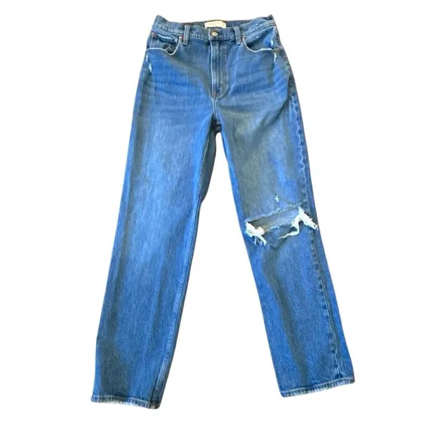 Abercrombie & Fitch 90’s ultra high rise straight distressed knee jeans 29 - Image 4