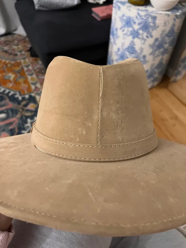 Suede tan neutral beige cowboy style hat western - Image 8