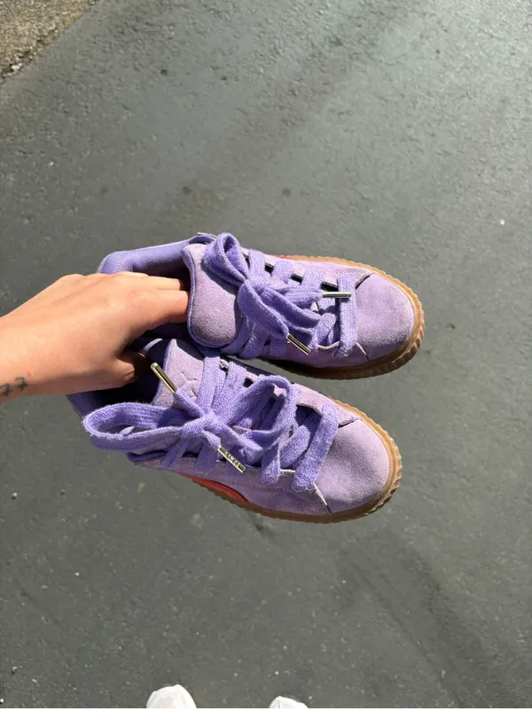 Savage X fenty X puma collab suede purple and red sneakers platforms 6 - Image 4