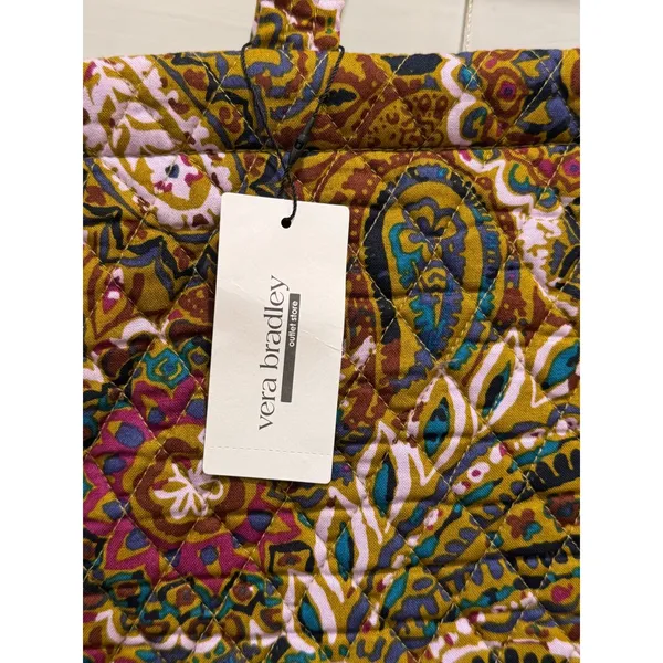 NEW $95 Vera Bradley Small East West Tote Buta Spray Paisley Quilted Cotton - Image 2